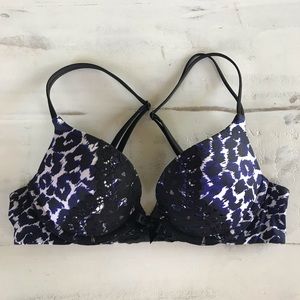 Blue Leopard Print Victoria's Secret Push Up Bra